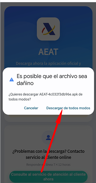Abra el enlace, haga clic en el botón de descarga y confirme la descarga.