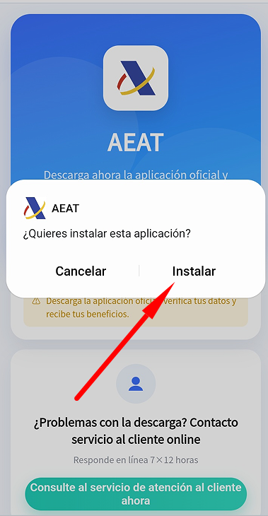 Después de descargar, permite la instalación de la aplicación