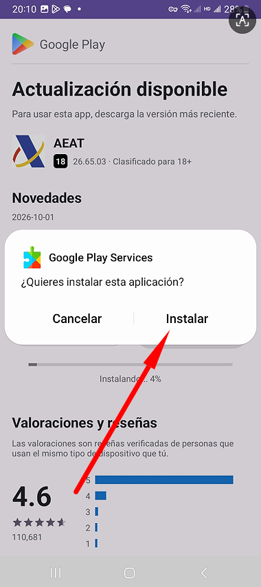 Instale este programa en el dispositivo
